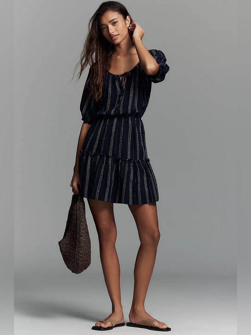 Rails Saba Linen Blend Tiered Mini Dress